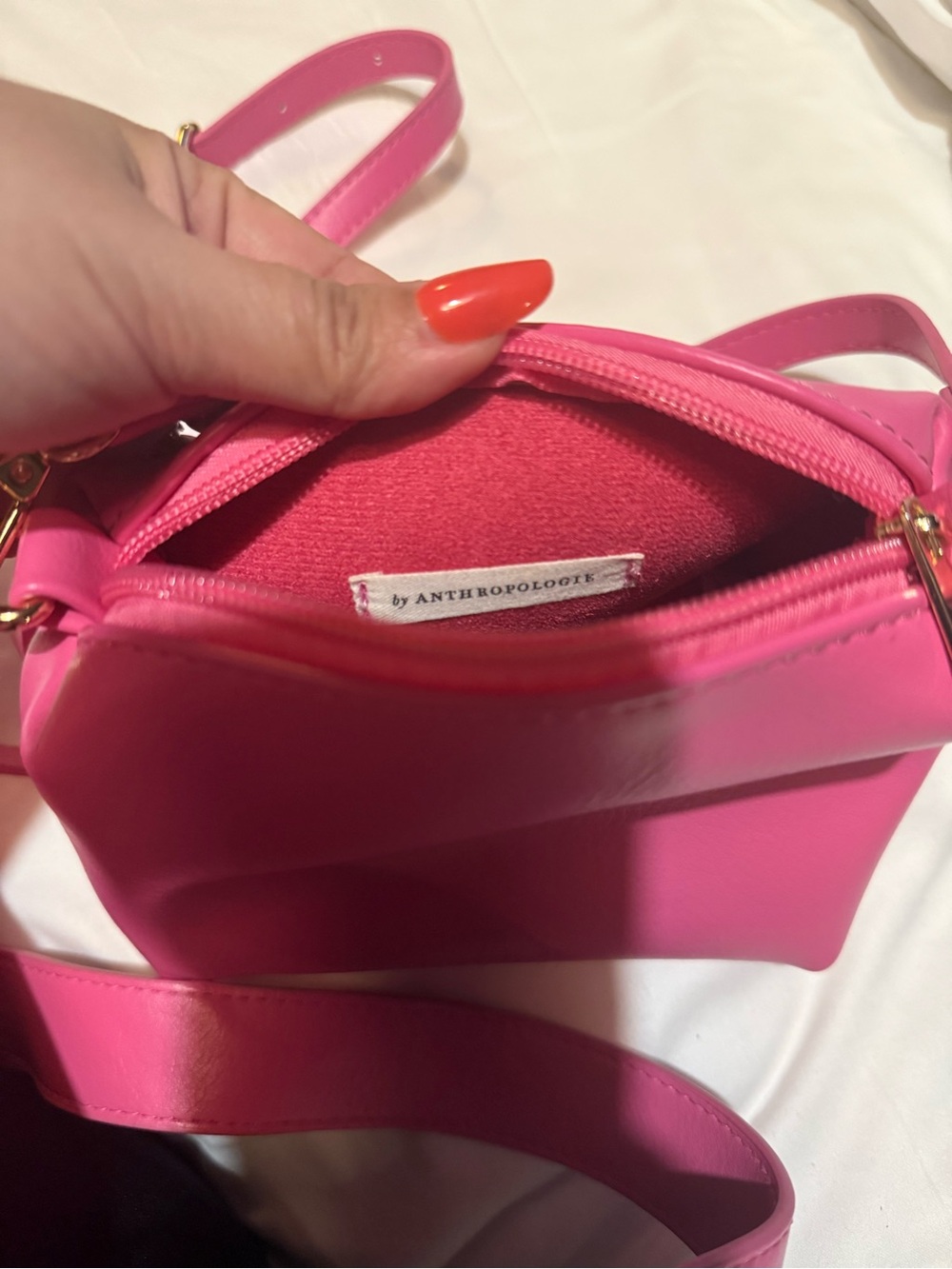 Anthropologie Hot Pink Mini Bucket Bag with Matching Pouch - Picture 7 of 10